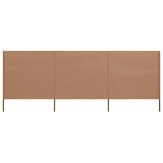 Paravan anti-vânt cu 3 panouri, gri taupe, 400 x 80 cm, textil