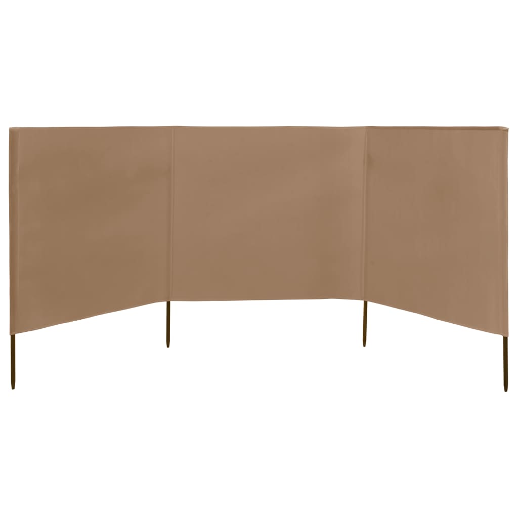 Paravan anti-vânt cu 3 panouri, gri taupe, 400 x 80 cm, textil