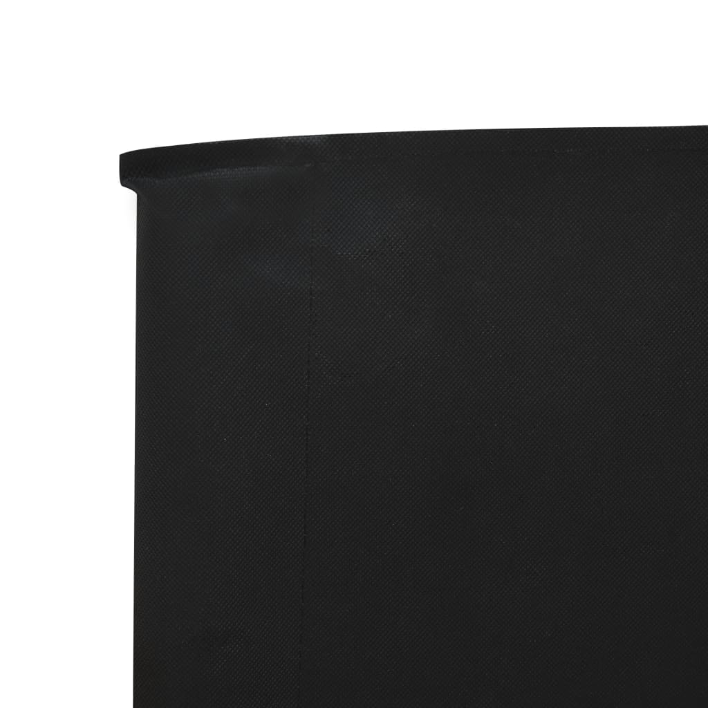 Paravan anti-vânt cu 3 panouri, negru, 400x80 cm, textil