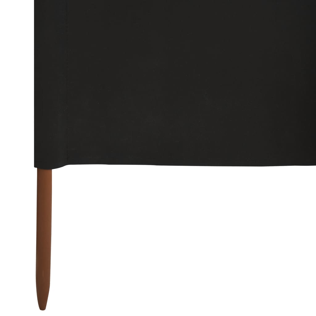 Paravan anti-vânt cu 3 panouri, negru, 400x80 cm, textil