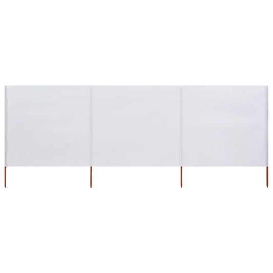 Paravan anti-vânt cu 3 panouri, nisipiu, 400 x 160 cm, textil