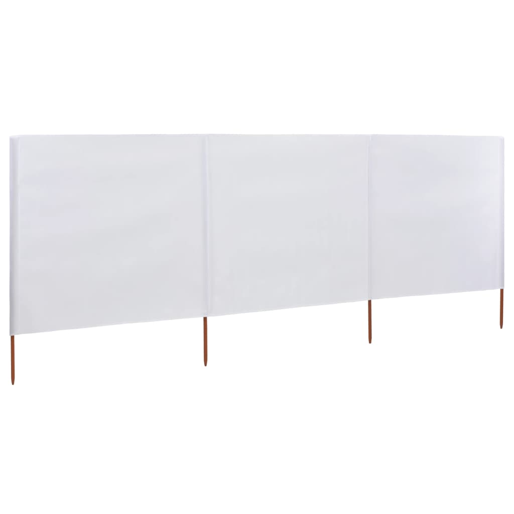 Paravan anti-vânt cu 3 panouri, nisipiu, 400 x 160 cm, textil