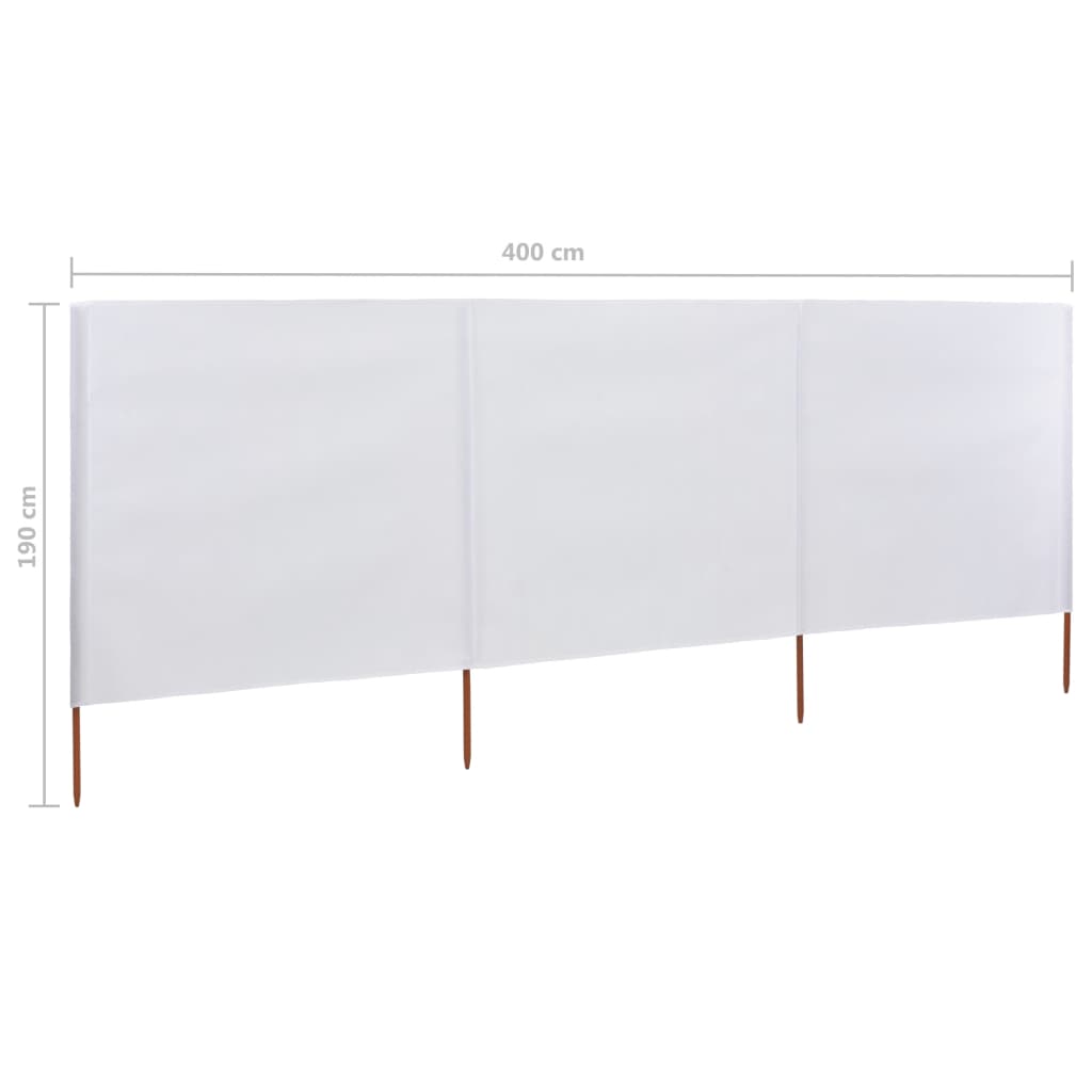 Paravan anti-vânt cu 3 panouri, nisipiu, 400 x 160 cm, textil