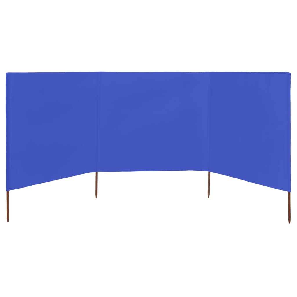 Paravan anti-vânt cu 3 panouri, azur, 400 x 160 cm, textil