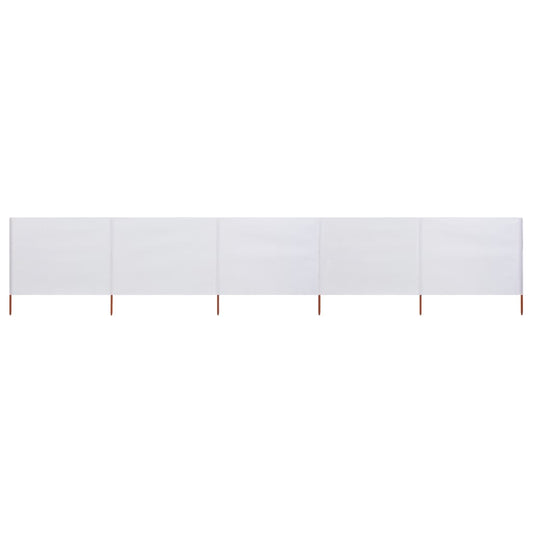 Paravan anti-vânt cu 5 panouri, alb nisipiu, 600x80 cm, textil