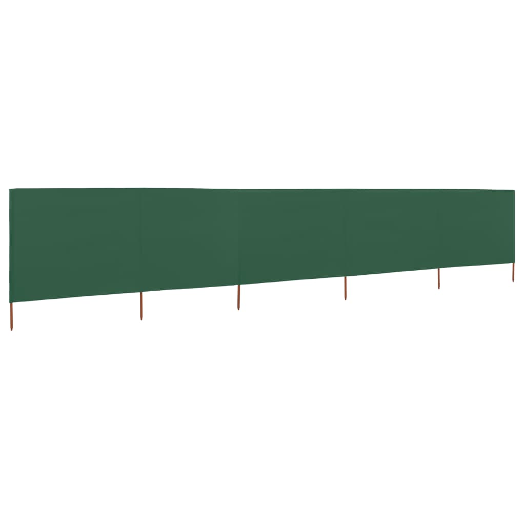Paravan anti-vânt cu 5 panouri, verde, 600 x 80 cm, textil