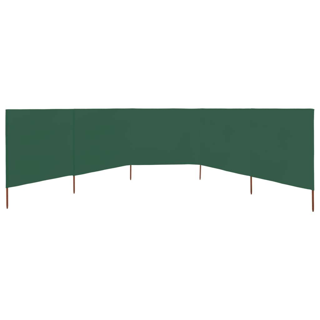 Paravan anti-vânt cu 5 panouri, verde, 600 x 80 cm, textil