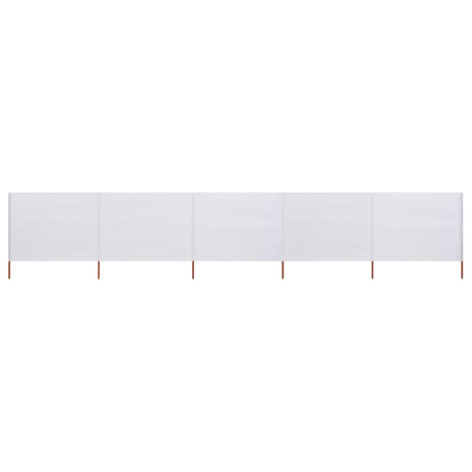 Paravan anti-vânt cu 5 panouri alb nisipiu 600x120 cm textil