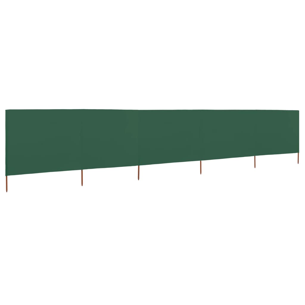 Paravan anti-vânt cu 5 panouri, verde, 600 x 120 cm, textil