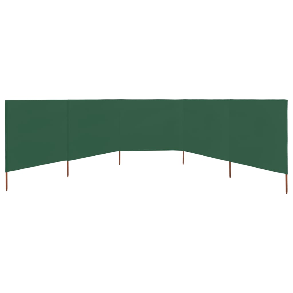 Paravan anti-vânt cu 5 panouri, verde, 600 x 120 cm, textil