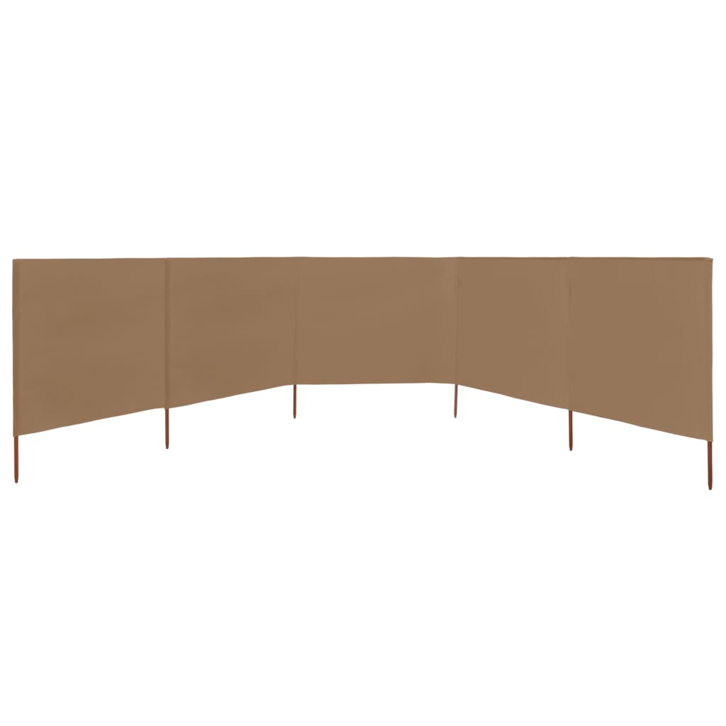 Paravan anti-vânt cu 5 panouri, gri taupe 600x120 cm, textil