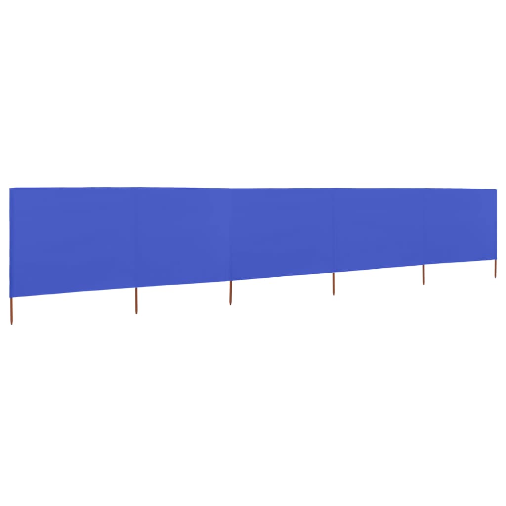 Paravan anti-vânt cu 5 panouri, azur, 600 x 120 cm, textil