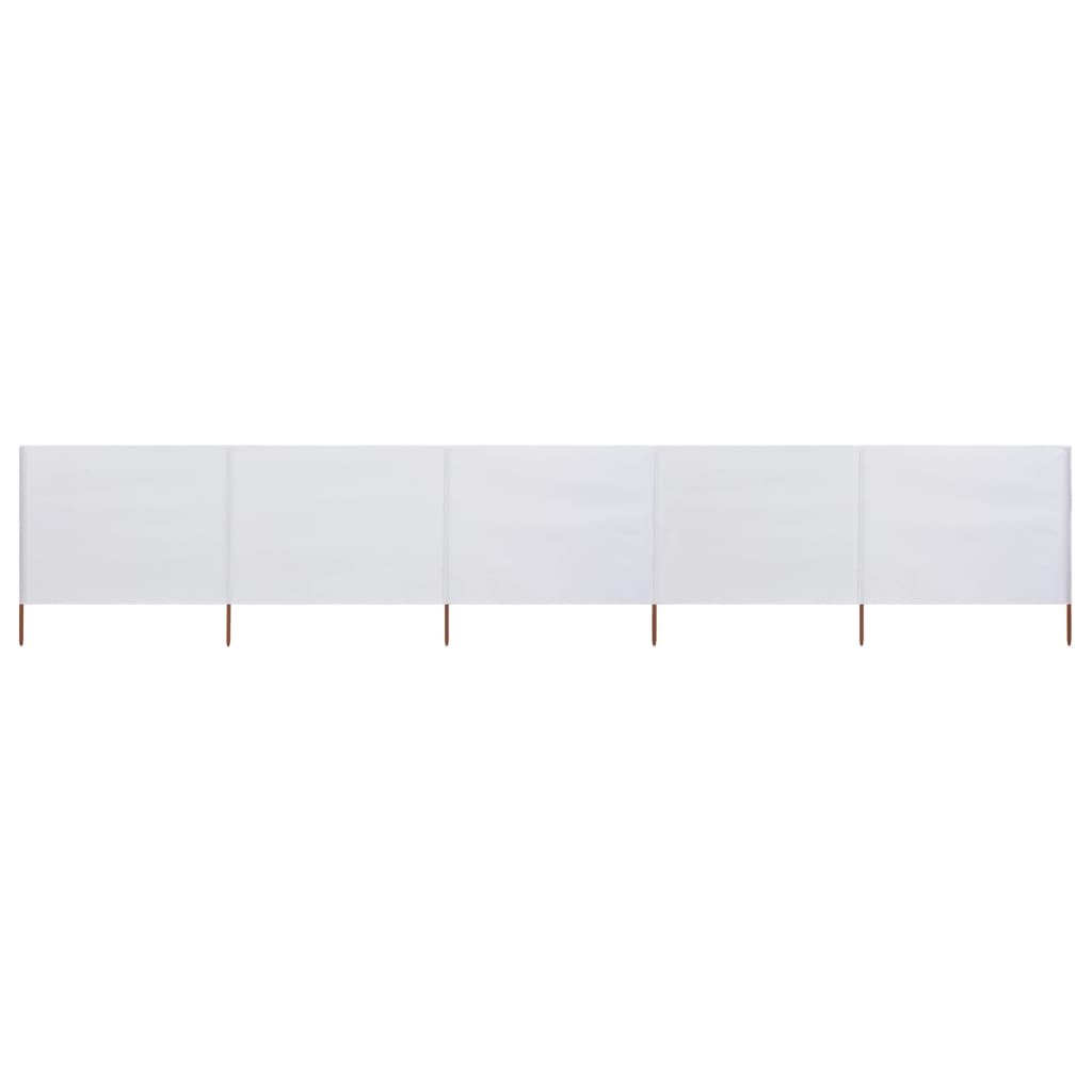 Paravan anti-vânt cu 5 panouri alb nisipiu 600 x 160 cm textil