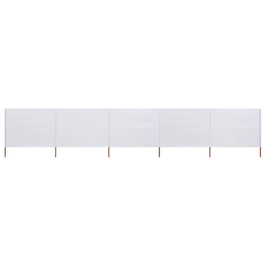 Paravan anti-vânt cu 5 panouri alb nisipiu 600 x 160 cm textil