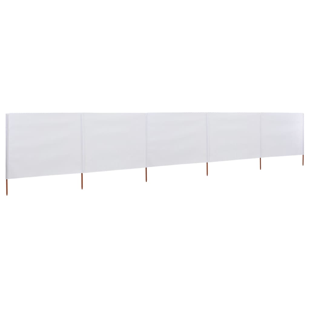 Paravan anti-vânt cu 5 panouri alb nisipiu 600 x 160 cm textil
