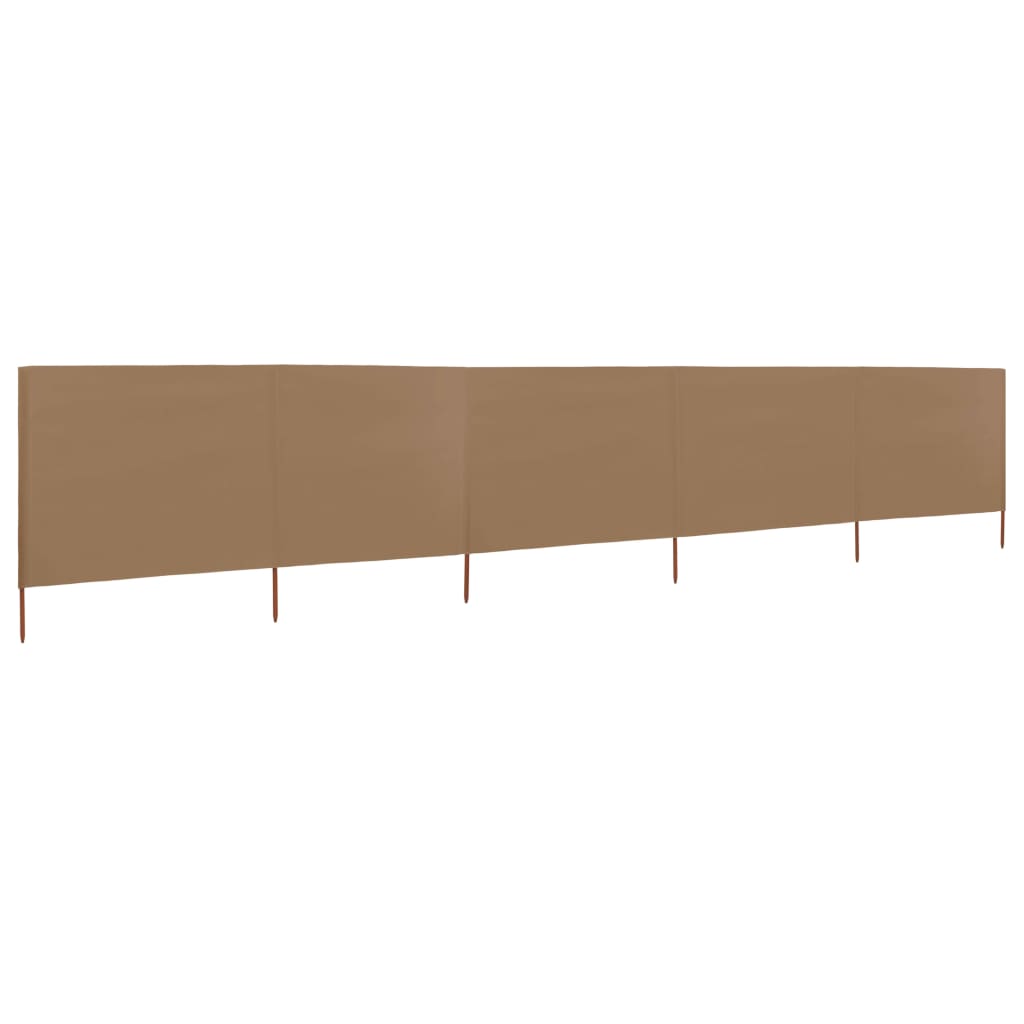Paravan anti-vânt cu 5 panouri, gri taupe, 600 x 160 cm textil