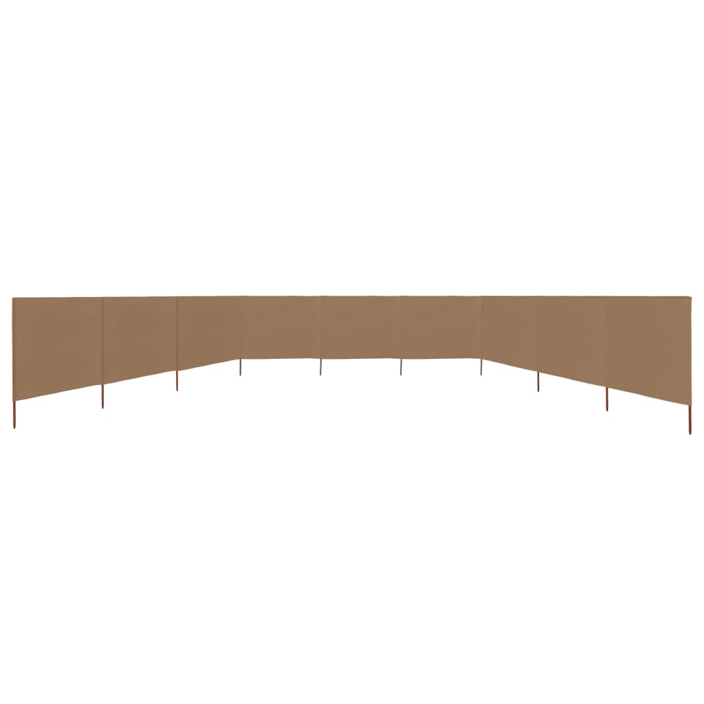 Paravan anti-vânt cu 9 panouri gri taupe, 1200 x 80 cm, textil