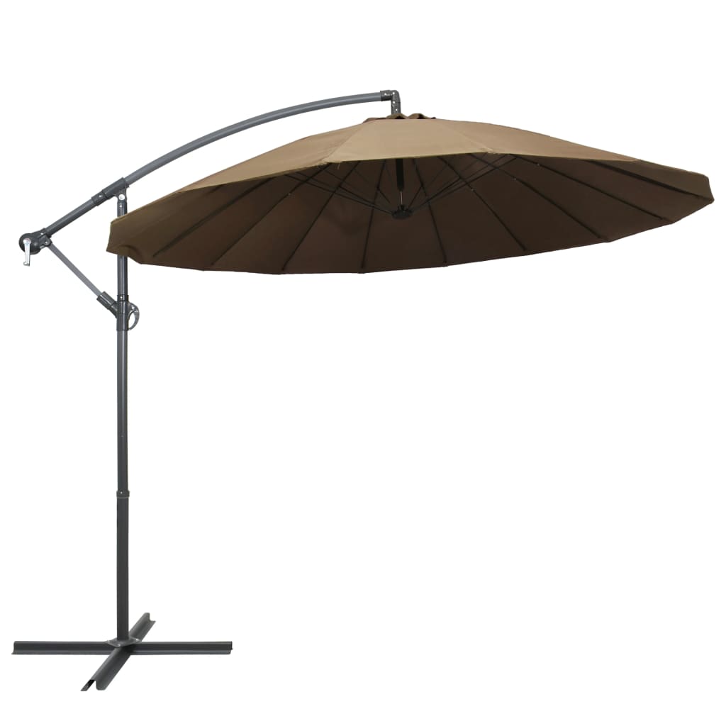 Umbrelă de soare suspendată, gri taupe, 3 m, stâlp de aluminiu