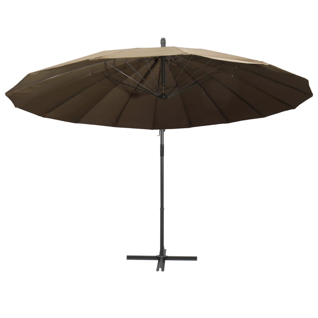 Umbrelă de soare suspendată, gri taupe, 3 m, stâlp de aluminiu