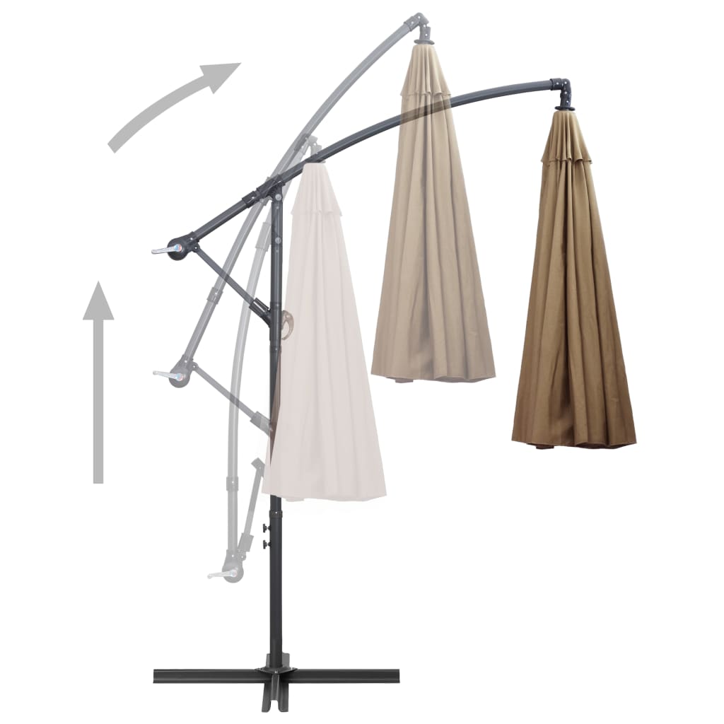 Umbrelă de soare suspendată, gri taupe, 3 m, stâlp de aluminiu