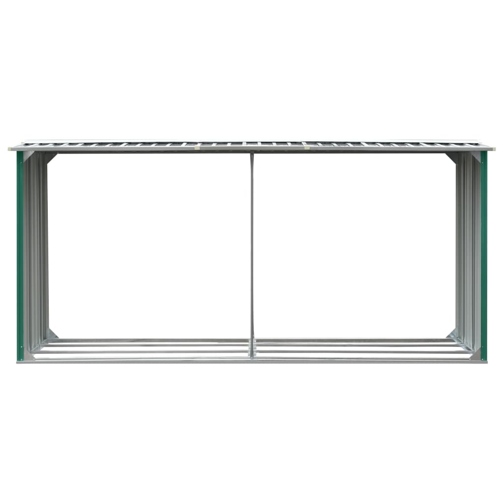 Șopron depozitare lemne, verde, 330x92x153 cm, oțel galvanizat