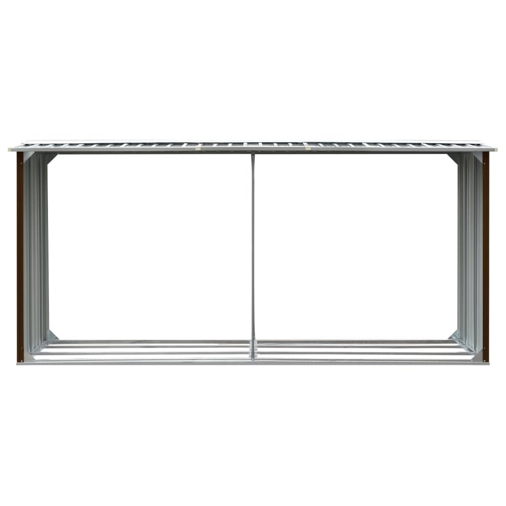 Șopron depozitare lemne, maro, 330x92x153 cm, oțel galvanizat
