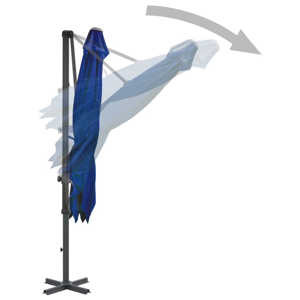 Umbrelă în consolă, stâlp din aluminiu albastru azur 250x250 cm