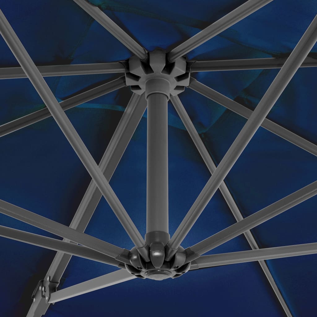 Umbrelă în consolă, stâlp din aluminiu albastru azur 250x250 cm