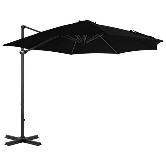 Umbrelă în consolă de grădină, stâlp din aluminiu negru 300 cm