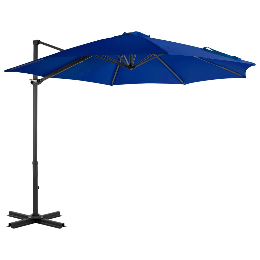 Umbrelă în consolă, stâlp din aluminiu, albastru azur, 300 cm