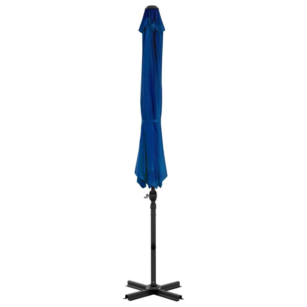 Umbrelă în consolă, stâlp din aluminiu, albastru azur, 300 cm