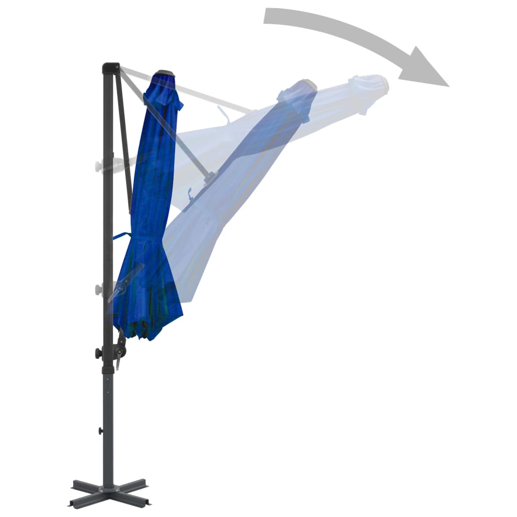 Umbrelă în consolă, stâlp din aluminiu, albastru azur, 300 cm
