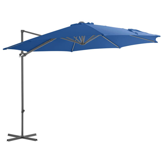Umbrelă în consolă, stâlp din oțel, albastru azuriu, 300 cm