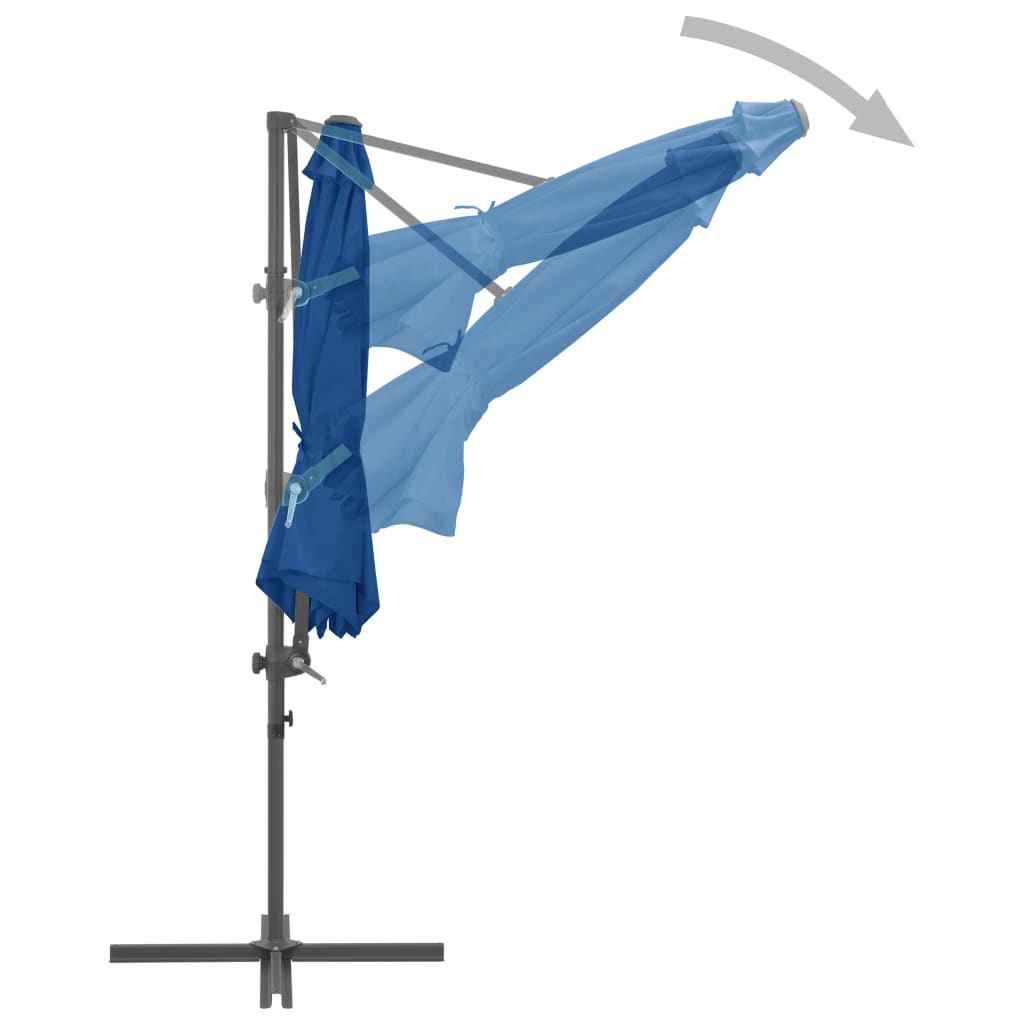Umbrelă în consolă, stâlp din oțel, albastru azuriu, 300 cm
