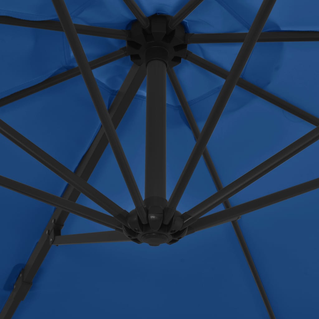 Umbrelă în consolă, stâlp din oțel, albastru azuriu, 300 cm