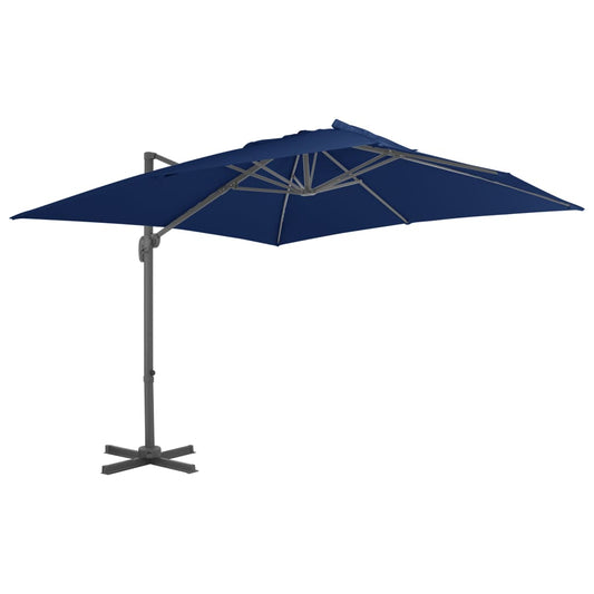 Umbrelă în consolă cu stâlp din aluminiu, albastru azur, 3x3 m