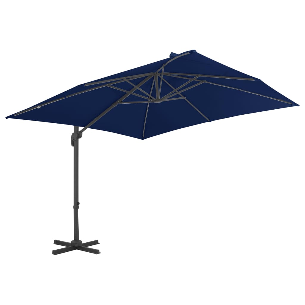Umbrelă în consolă cu stâlp din aluminiu, albastru azur, 3x3 m