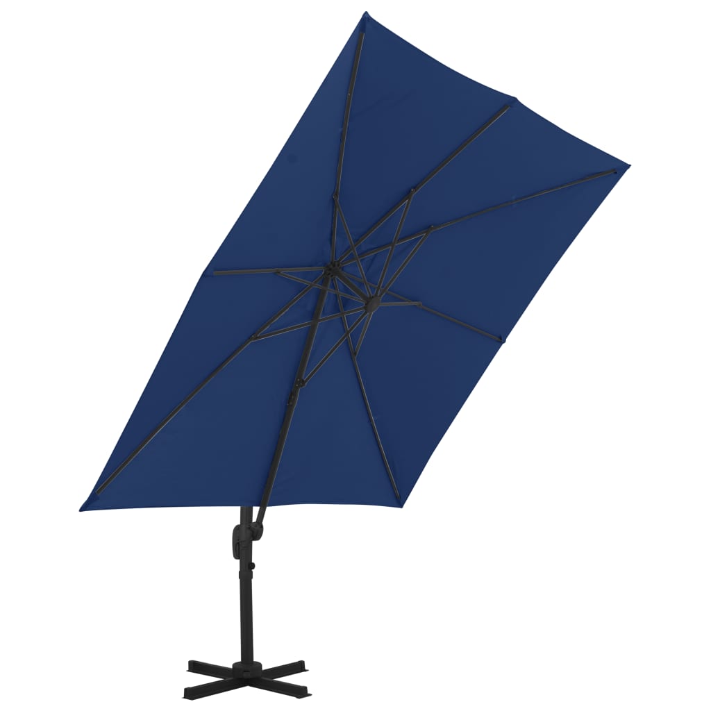 Umbrelă în consolă cu stâlp din aluminiu, albastru azur, 3x3 m