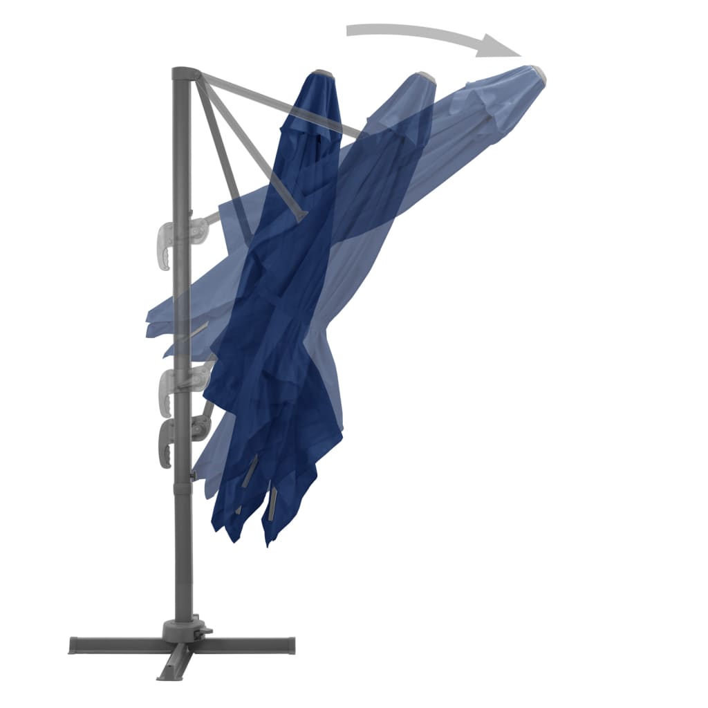 Umbrelă în consolă cu stâlp din aluminiu, albastru azur, 3x3 m