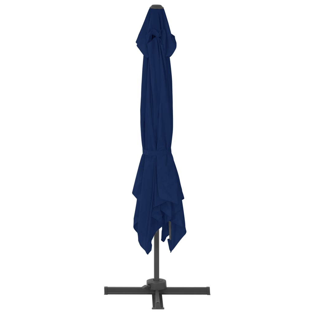 Umbrelă în consolă cu stâlp din aluminiu, albastru azur, 3x3 m