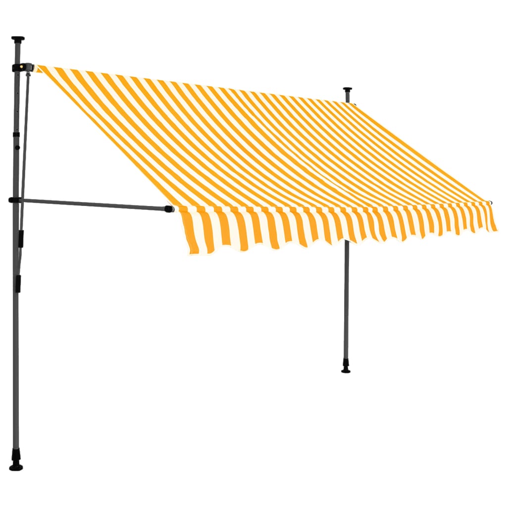 Copertină retractabilă manual cu LED, alb & portocaliu, 300 cm