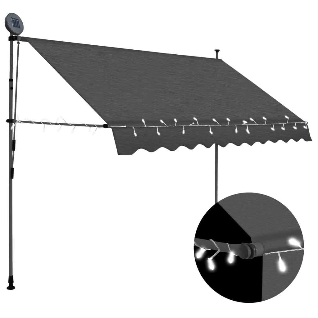 Copertină retractabilă manual cu LED, antracit, 300 cm