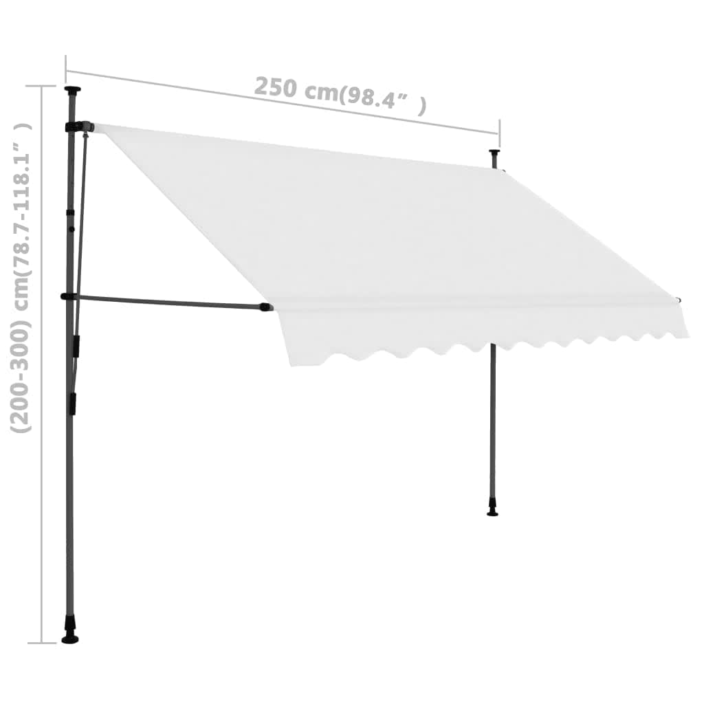 Copertină retractabilă manual cu LED, crem, 250 cm