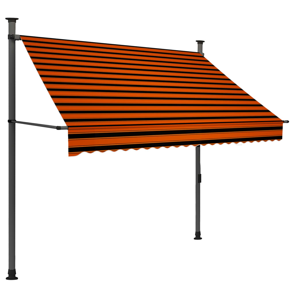 Copertină retractabilă manual cu LED, portocaliu & maro, 200 cm