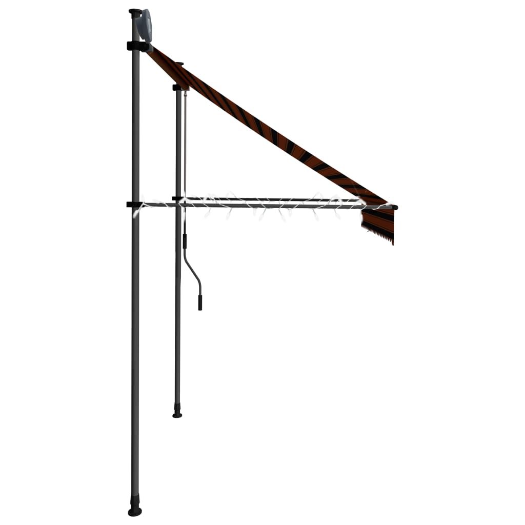 Copertină retractabilă manual cu LED, portocaliu & maro, 200 cm