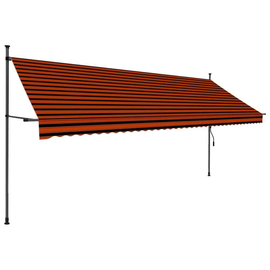 Copertină retractabilă manual cu LED, portocaliu & maro, 400 cm