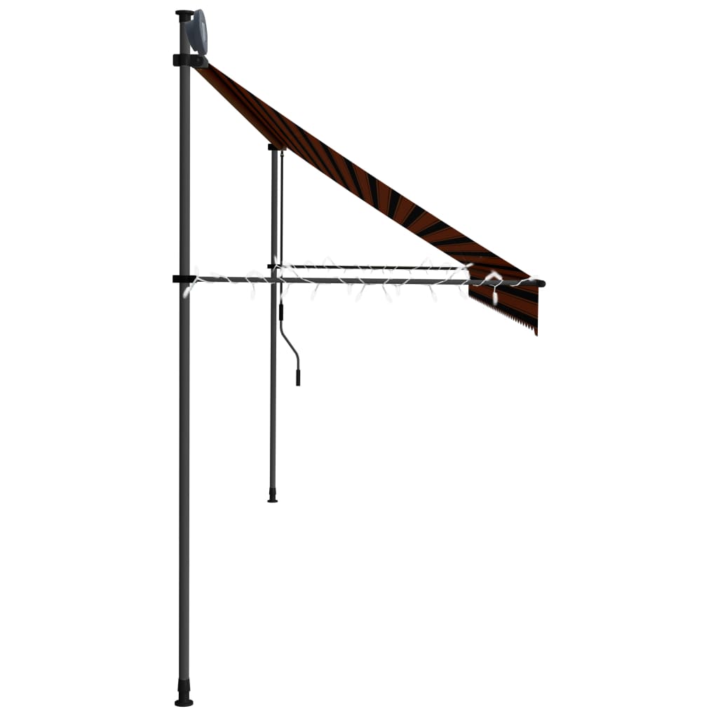 Copertină retractabilă manual cu LED, portocaliu & maro, 400 cm