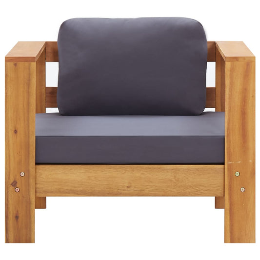 Garden armchair with cushion, dark grey, solid acacia wood