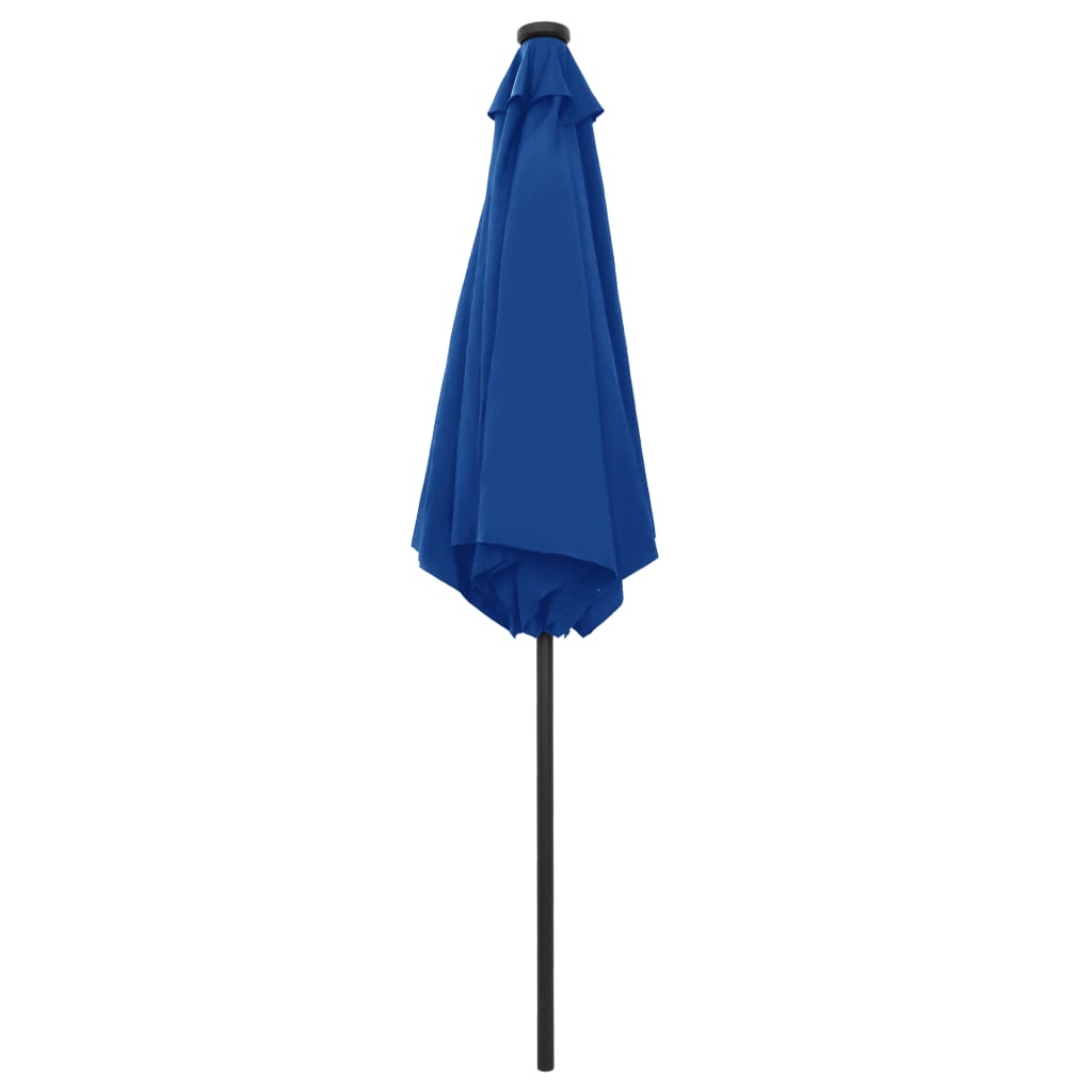 Umbrelă de soare cu LED-uri, stâlp din aluminiu, azuriu, 270 cm