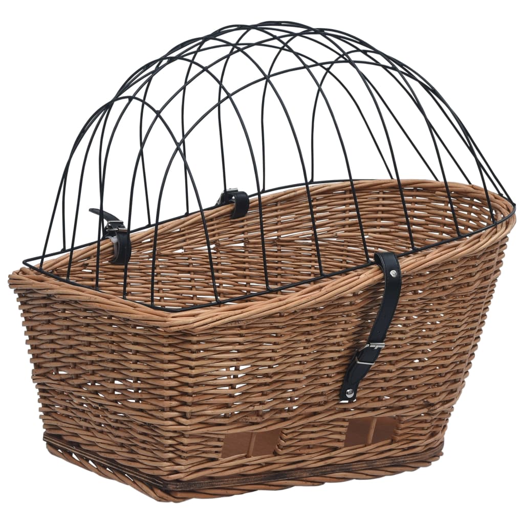 Bicycle trunk basket with lid 55x31x36 cm, natural wicker